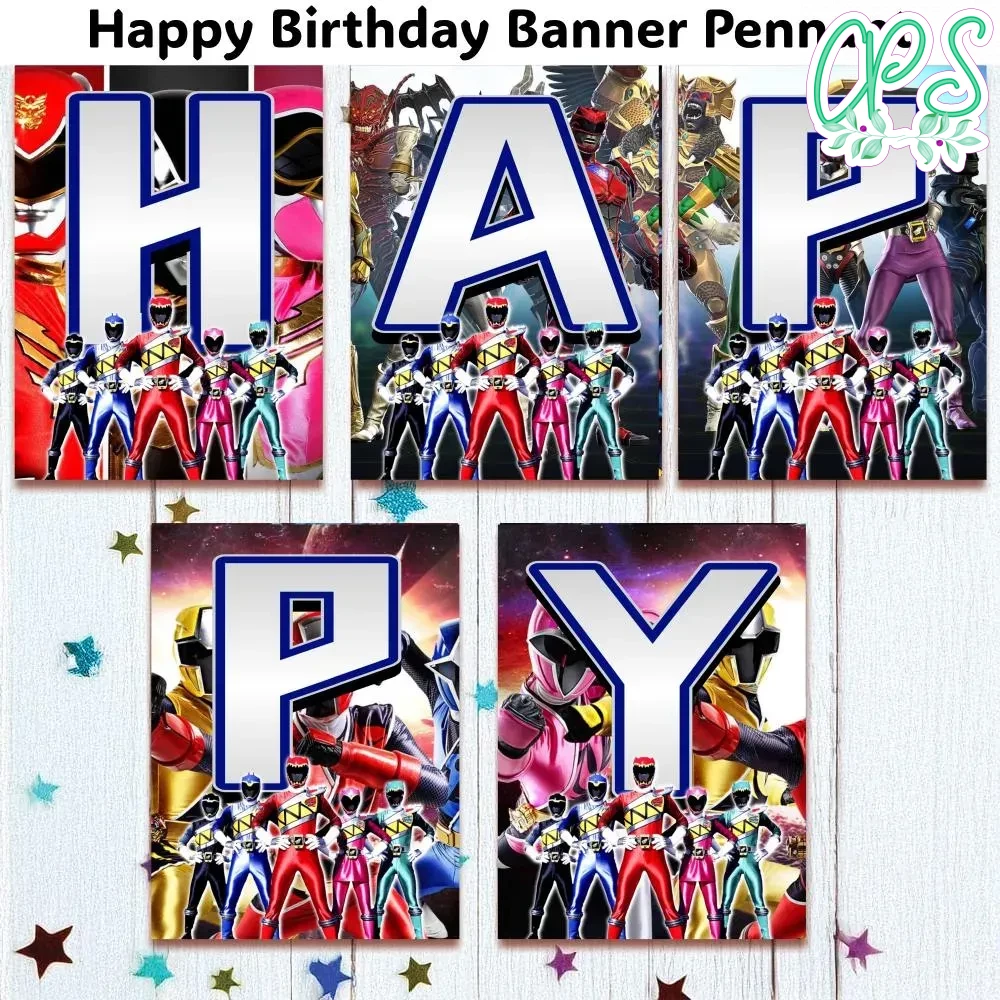 Power Rangers Banner Pennant Digital File Template | CustomPartyShirts