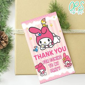 My Melody Thank You Tag Customizable Template To Print At Home Instant Download