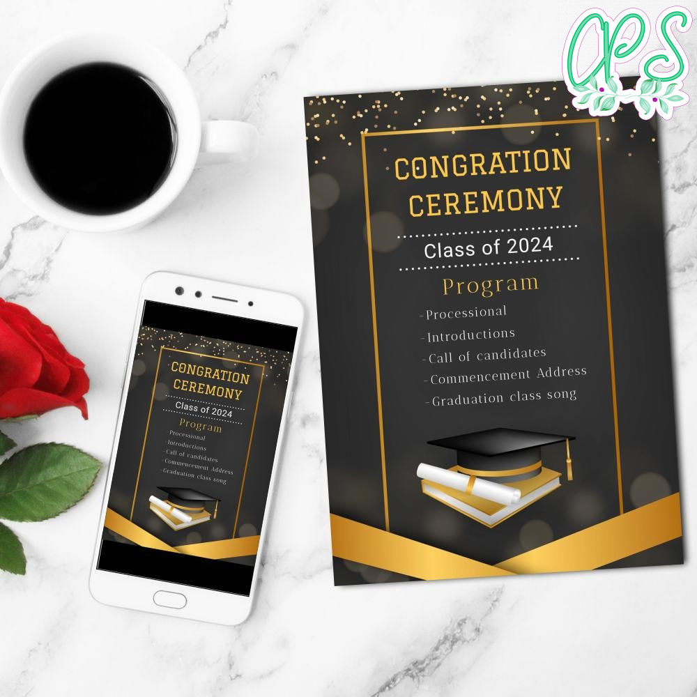 Graduation Program Template Printable Instant Download | CustomPartyShirts