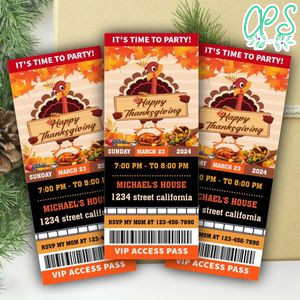 Thanksgiving Ticket Invitation Customizable Template Instant Download