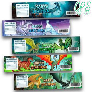 Wings of Fire Dragon Birthday Water Bottle Label Template to Print at Home Instant Download