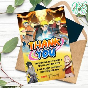 Naruto shippuden Thank you card Customizable Template to Print at Home Instant Download