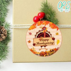 Thanksgiving Dinner Circle Sticker Template Customizable to Print at Home Instant Download