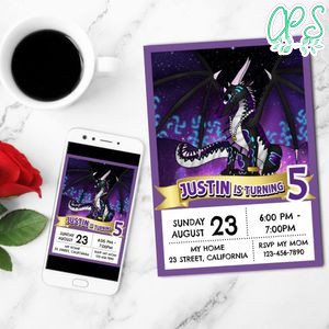 Wings of Fire Nightwing Invitation Customizable Template to Print at Home Instant Download