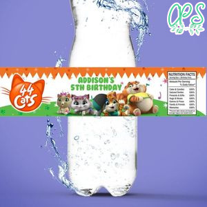 44 cats Bottle Label Birthday Water Bottle Label Template to Print at Home Instant Download