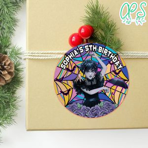 Wednesday Circle Sticker Template Customizable to Print at Home Instant Download