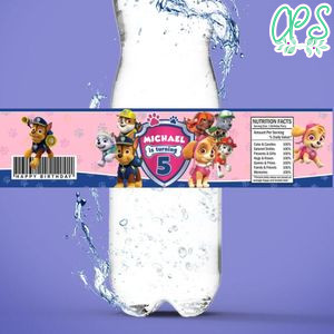 Girl Paw Patrol Birthday Water Bottle Label Template to Print at Home Instant Download