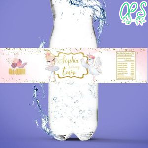 Ballerina and swan Birthday Water Bottle Label Template to Print at Home Instant Download