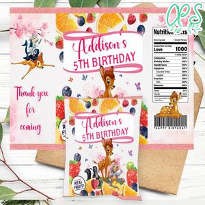 Bambi Magic World Birthday Party Fruit Snack Bag Digital File Printable Instant Download