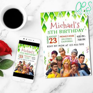 The Sims 4 Mobile Invite Customizable Template Instant Download