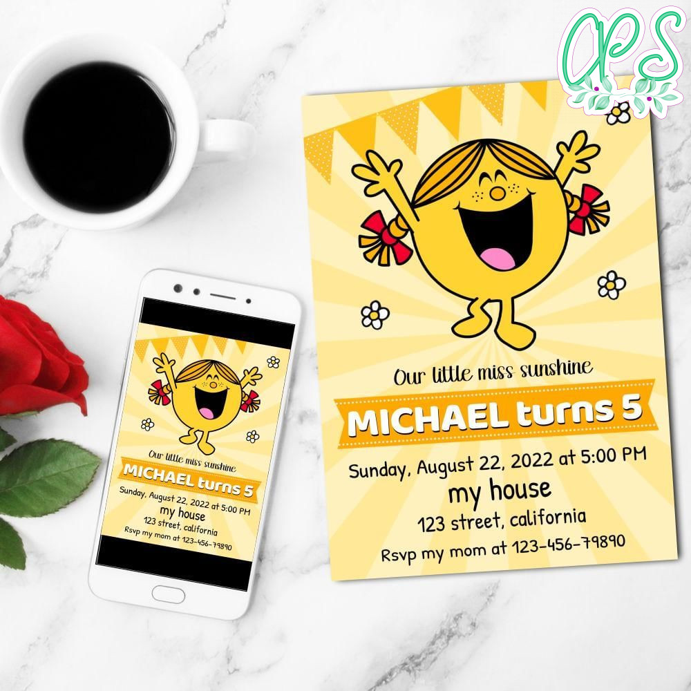 Little Miss Sunshine Mobile Invite Customizable Template Instant Download