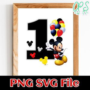 Mickey Mouse First Birthday Customer request PNG file template