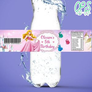 Princess Aurora Birthday Water Bottle Label Template To Print At Home Instant Download