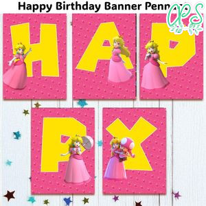 Princess Peach Banner Pennant Digital File Template Instant Download