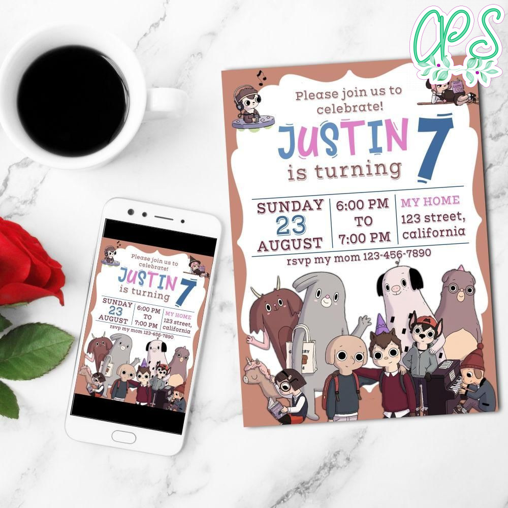 Summer Camp Island Birthday Mobile Invite Customizable Template Instant Download