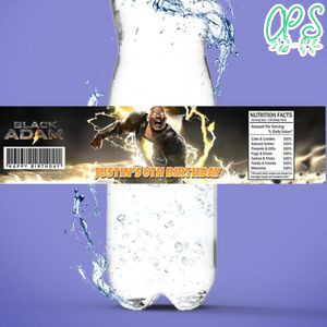 Black Adam Birthday Water Bottle Label Template to Print at Home Instant Download