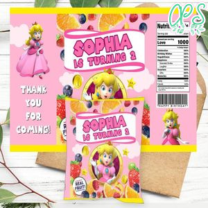 Princess Peach Birthday Party Fruit Snack Bag Digital File Printable Instant Download