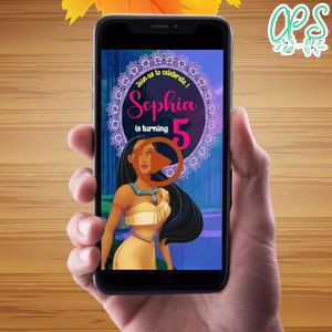Pocahontas Birthday Video Invitation Digital Template Customizable Instant Download