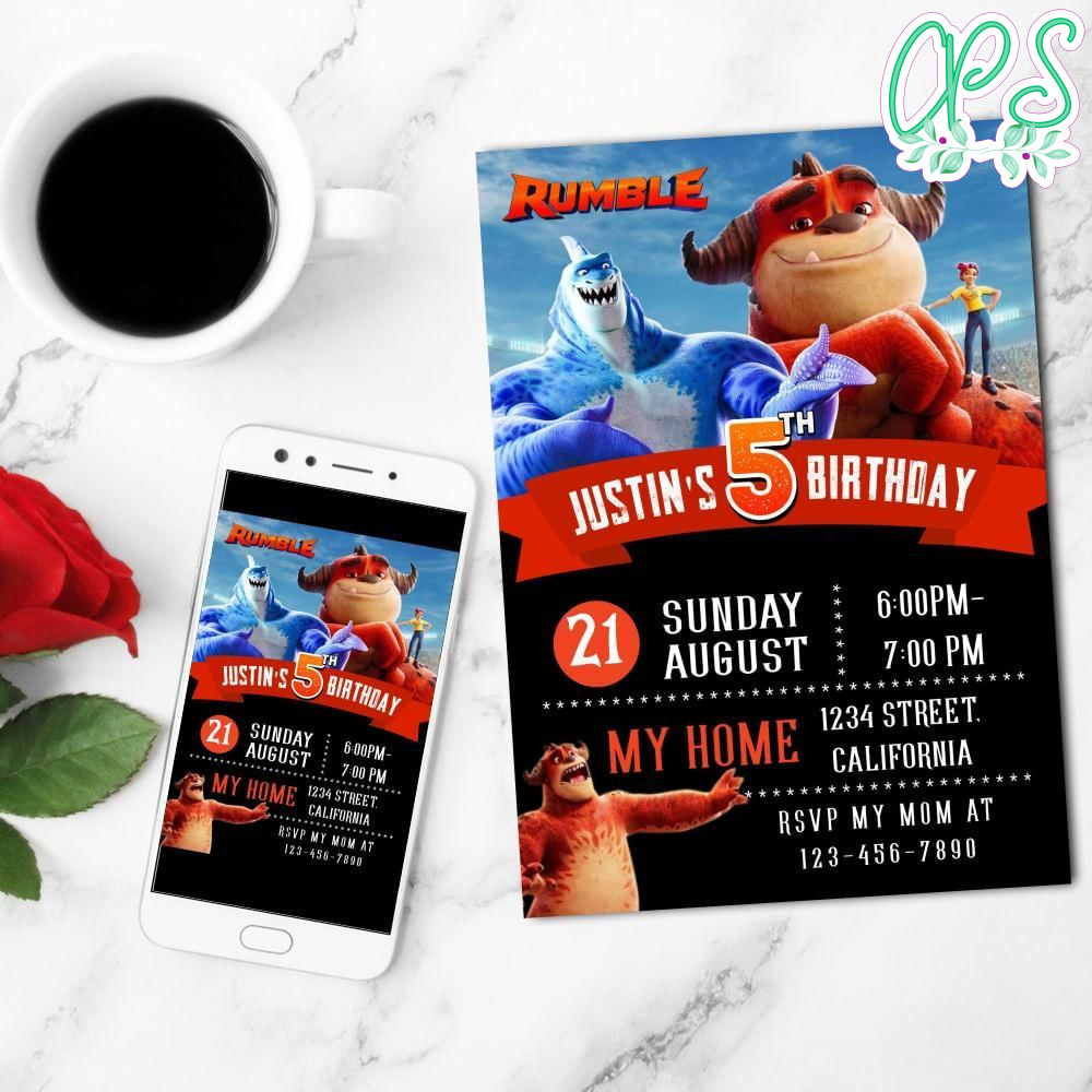 Rumble Birthday Flyer Customizable Template to Print at Home Instant Download