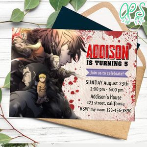Vinland saga Invitation Customizable Template to Print at Home Instant Download