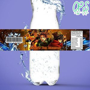 Demon Slayer Infinity Castle Birthday Water Bottle Label Template to Print at Home Instant Download