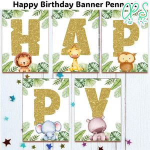Jungle Safari Banner Pennant Digital File Template Instant Download