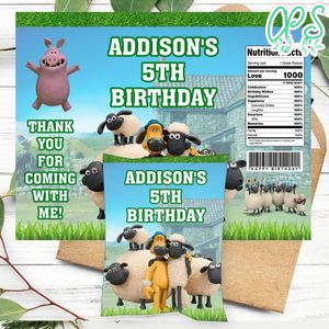 Shaun the Sheep Birthday Party Chip Bag Digital File Printable Instant Download