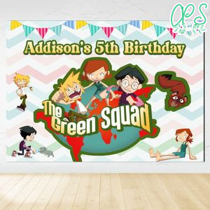 The green squad Birthday Backdrop Digital File Template Instant Download