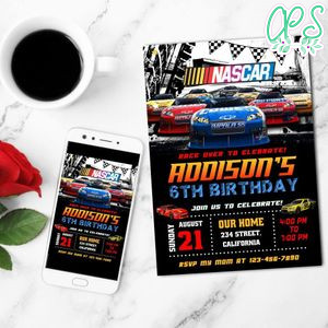 Nascar Mobile Invite Customizable Template Instant Download