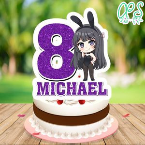 Bunny girl Cake Topper Template Printable Instant Download