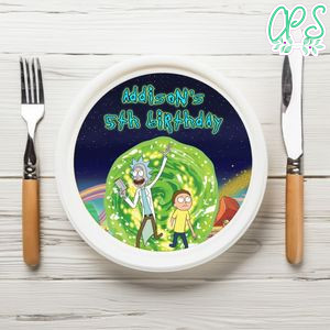 Rick And Morty Birthday Plate Template Customizable To Print At Home Instant Download