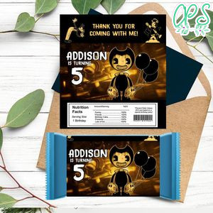 Bendy and the ink machine Candy bar Label Customizable Template Instant Download