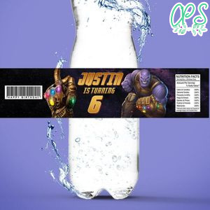 Thanos Birthday Water Bottle Label Template to Print at Home Instant Download