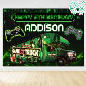 Gametruck Birthday Backdrop Digital File Template Instant Download