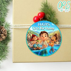 Disney Pixar Luca Circle Sticker Template Customizable to Print at Home Instant Download