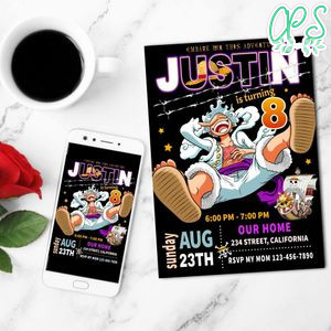 Luffy Gear 5 Mobile Invite Customizable Template Instant Download