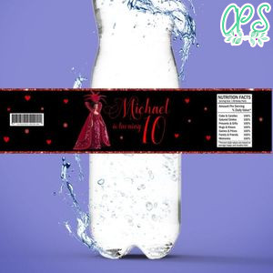 Barbie and queen of hearts Birthday Water Bottle Label Template to Print at Home Instant Download