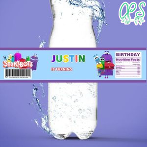 Storybots Birthday Water Bottle Label Template to Print at Home Instant Download