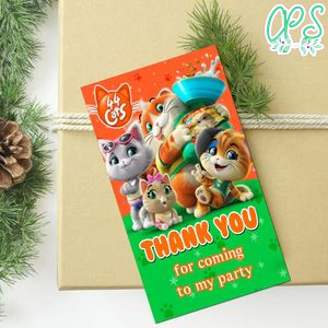 44 cats Thank you tag Customizable Template to Print at Home Instant Download