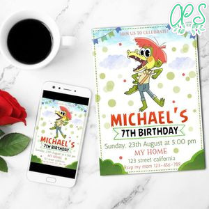Arlo the Alligator Birthday Flyer Customizable Template to Print at Home Instant Download