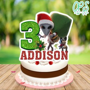 Alien Xmas Cake Topper Template Printable Instant Download