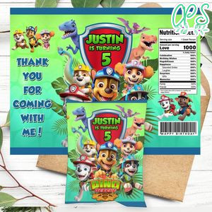 Dino rescue Birthday Party Chip Bag Digital File Printable Instant Download