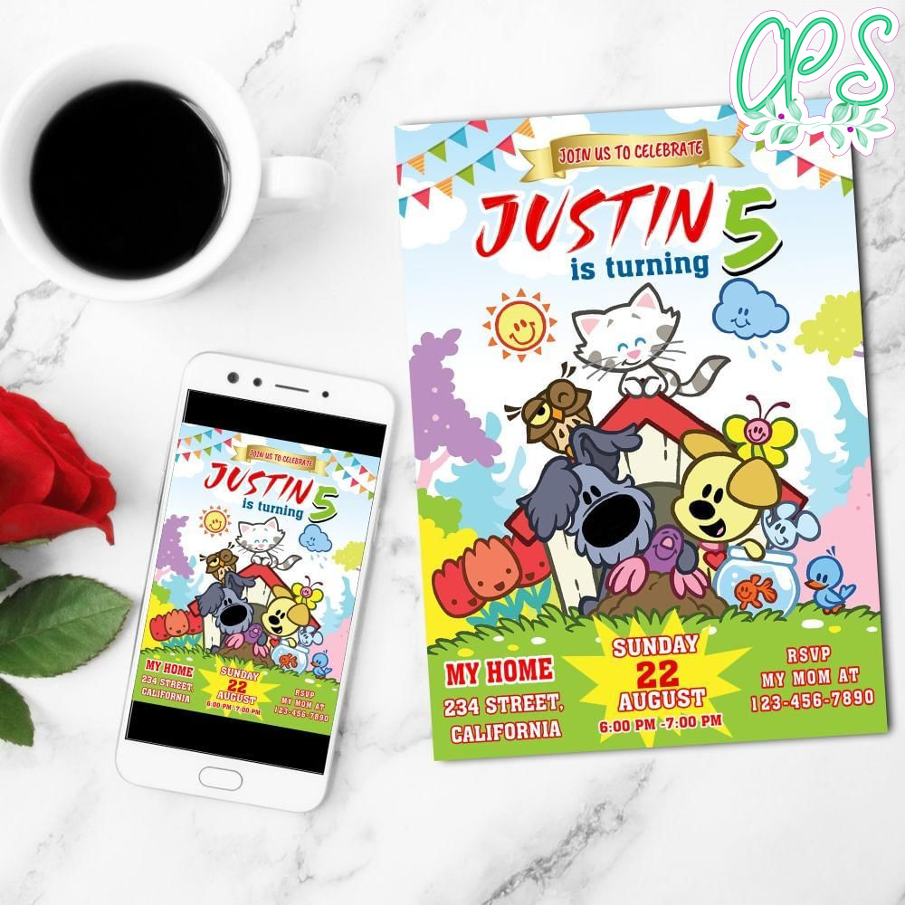 Woezel En Pip Birthday Mobile Invite Customizable Template Instant Download