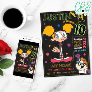 Dee Dee And Dexter Birthday Invitation Customizable Template to Print at Home Instant Download
