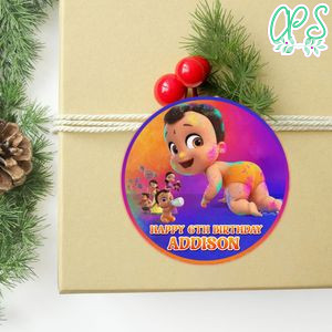 Mighty Little Bheem Circle Sticker Template Customizable to Print at Home Instant Download