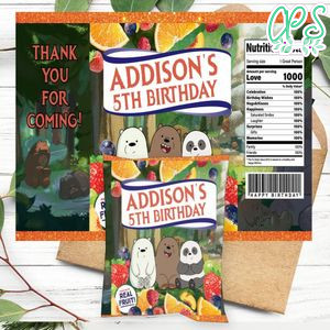 We Bare Bears Birthday Party Fruit Snack Bag Digital File Printable Instant Download