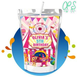 Pink carnival Capri Sun Birthday Labels Digital File Printable Instant Download
