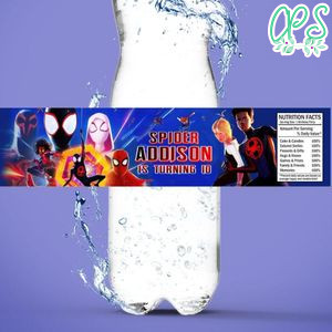 Spiderman Across SpiderVerse Birthday Water Bottle Label Template to Print at Home Instant Download