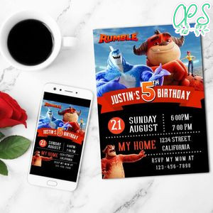 Rumble Birthday Mobile Invite Customizable Template Instant Download