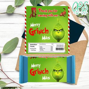 Grinch Candy bar Label Customizable Template Instant Download